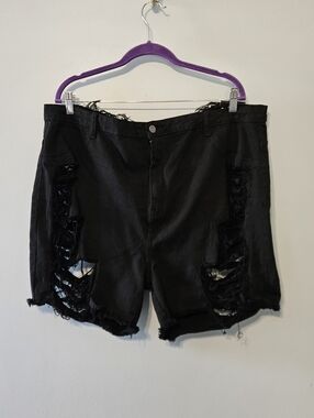 Fashion Nova Black Distressed Denim Shorts